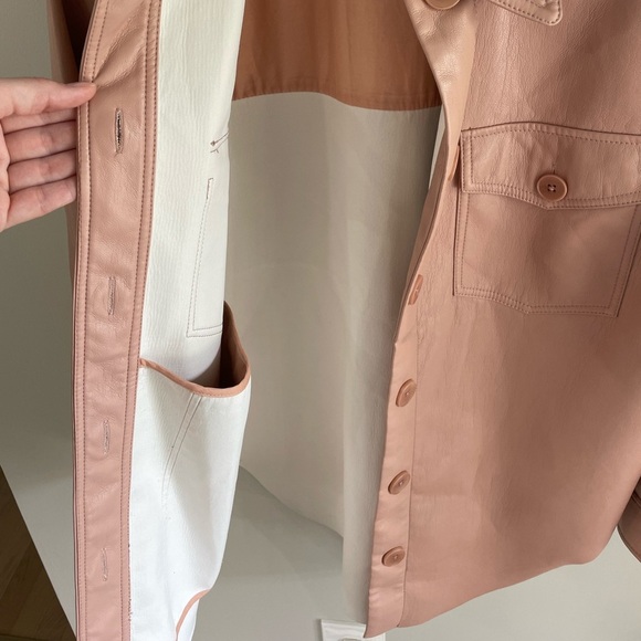 Aritzia Wilfred The Ganna Button Down Shirt - Blush Pink Faux Leather - XXS/2XS - Picture 11 of 16